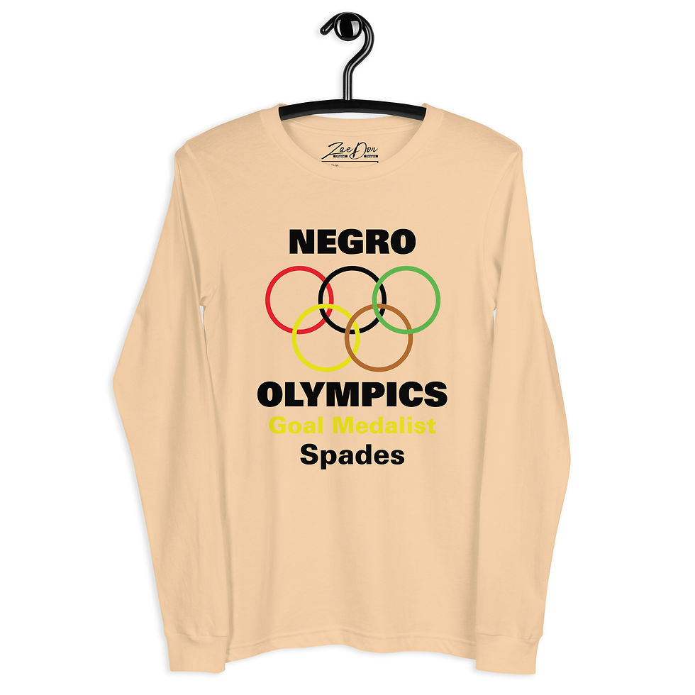 Thumbnail: Zaedons Womens Long Sleeve T Shirt Negro Olympics Spades Gold Print