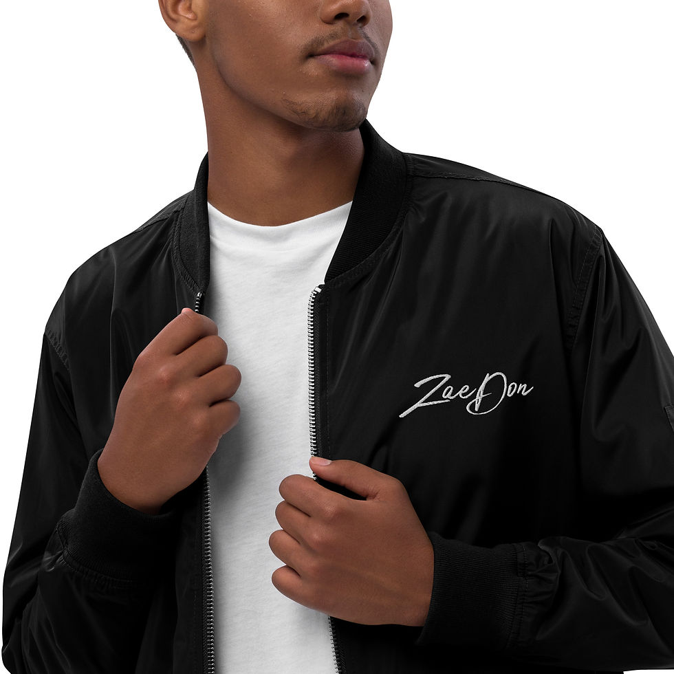 Thumbnail: Zaedons Mens Jacket Flight Recycled White ZaeDon Embroidered