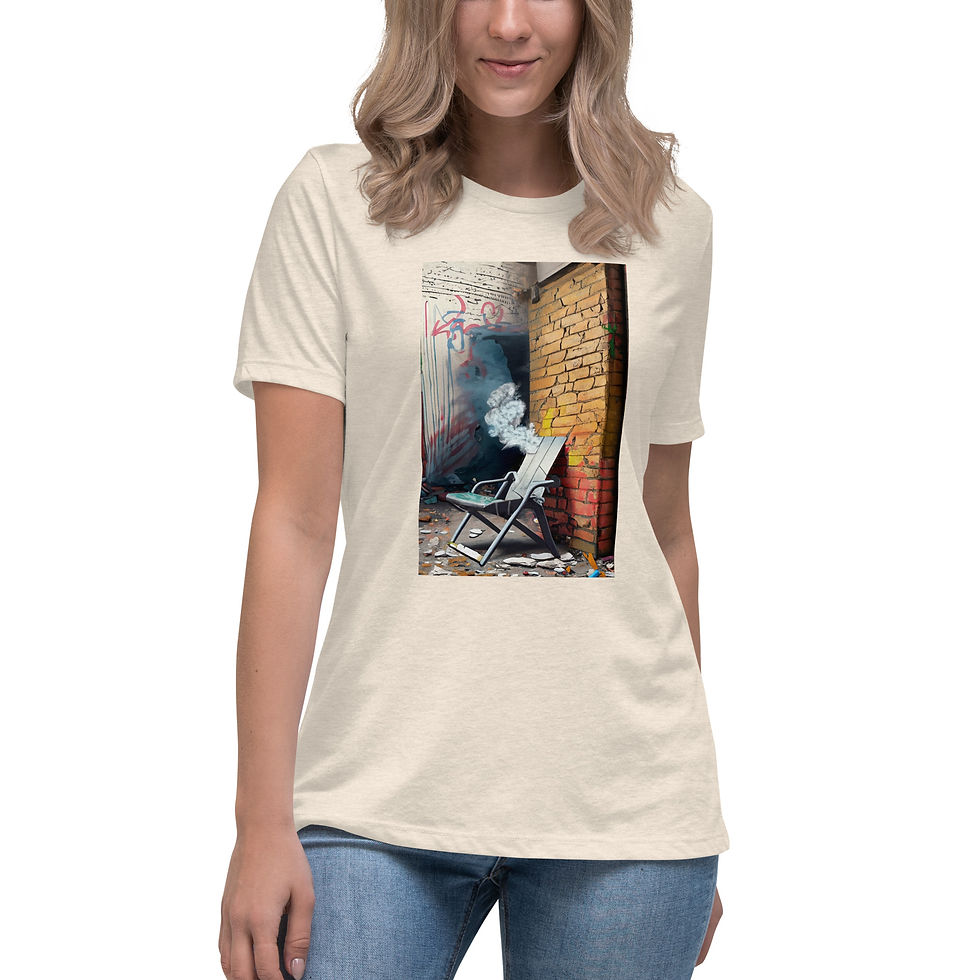 Thumbnail: Zaedons Womens T Shirt Relaxed Fit Light Tones Alabama Riverboat Brawl Chair Print