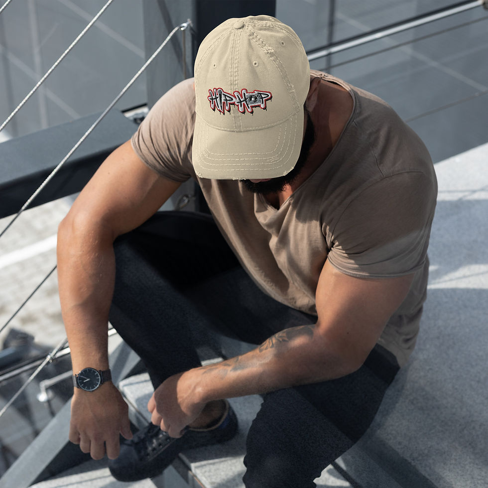 Thumbnail: Dad Hat Distressed Hip Hop Embroidered in cotton twill