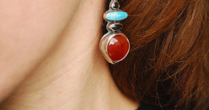 carnelian and torqoise silver earrings