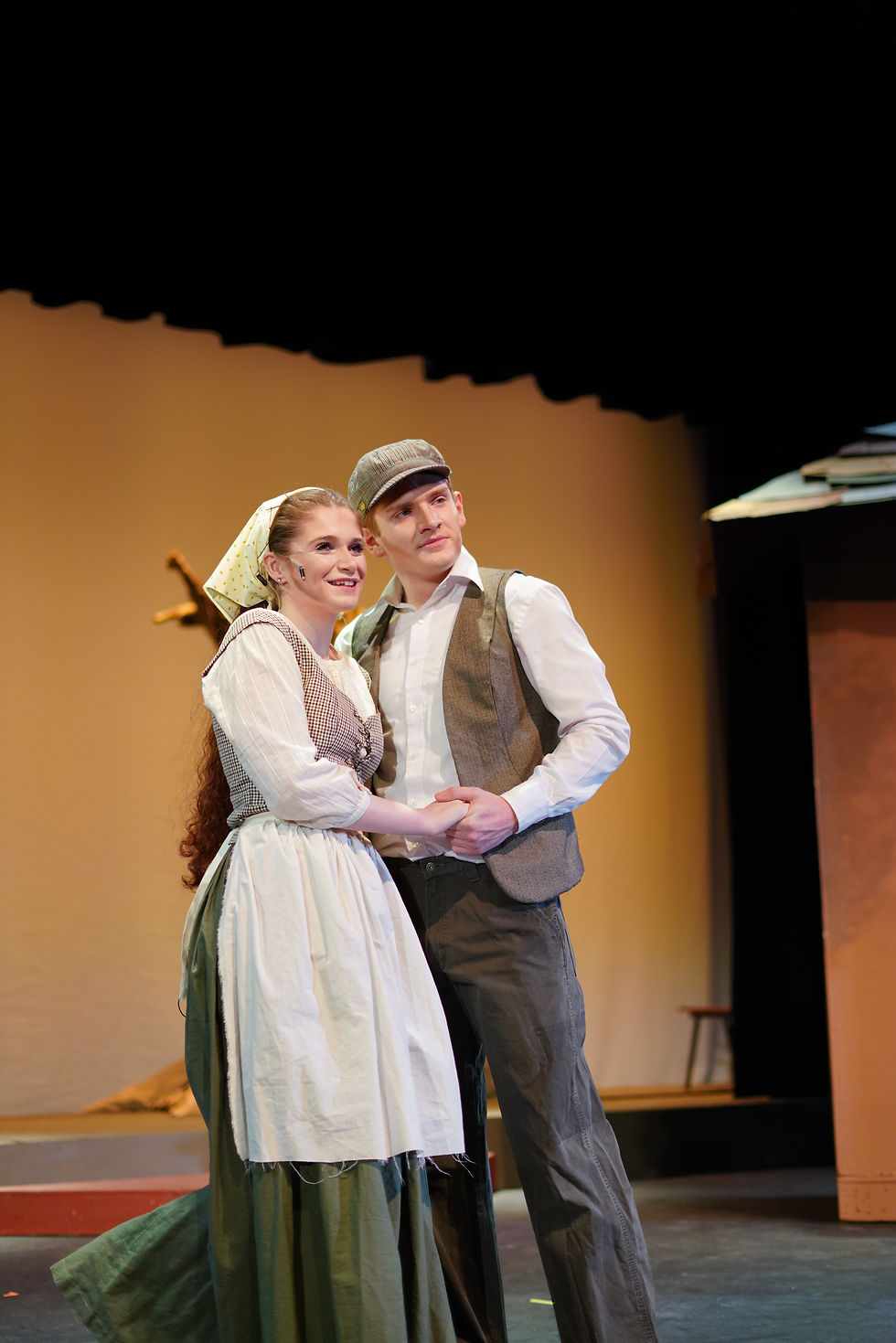 It is a ‘Miracle’ that Motel, the tailor (Ethan Glahn), finally asked Tevye for permission to marry his daughter Tzeitel (Carissa Krebs) and sings about his small victory in “Miracle of Miracles.”