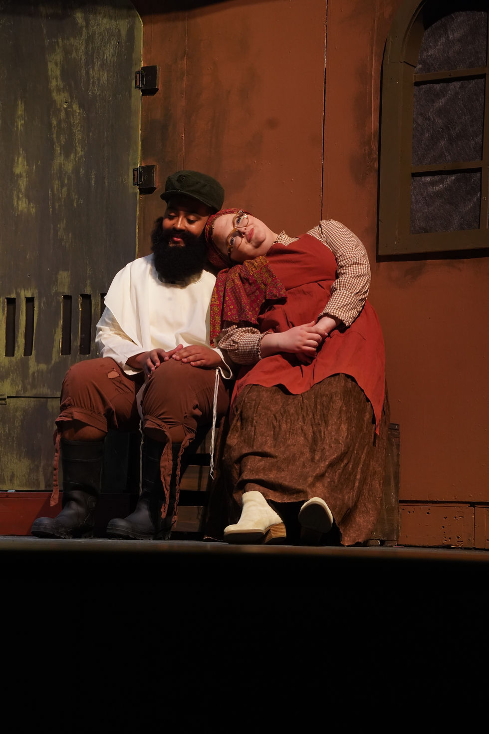 Tevye (Jonas Aboagye) and Golde (Annelise Huff) reflect on their arranged marriage after all of their years together in the song “Do You Love Me?”