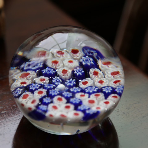Blue and white flower paperweight.JPG