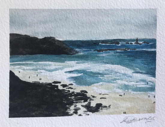 9.5cm x 13cm Gwenver Beach Cornwall