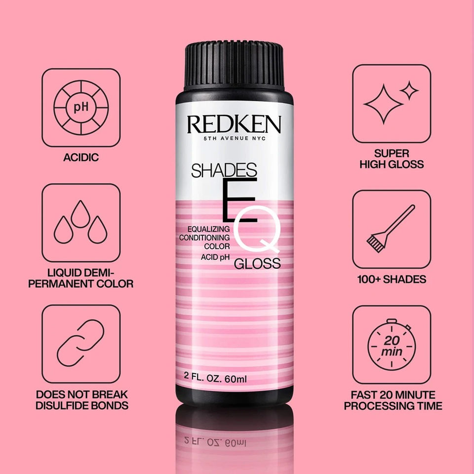 Botellas de Redken Shades EQ Bonder Inside y Shades EQ Gloss 60ml, tinte demi permanente ácido sin amoníaco para brillo y for