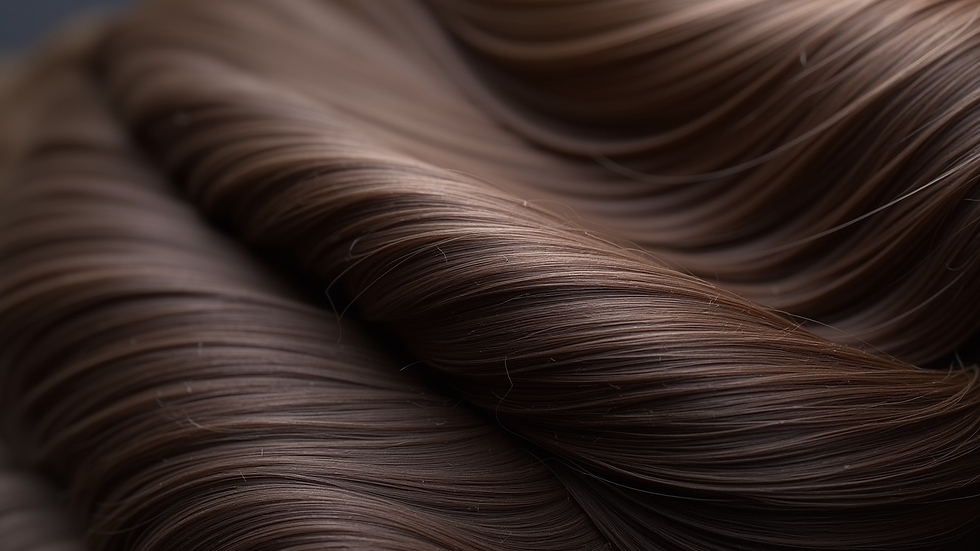 Close-up view of smooth, shiny virgin hair strands