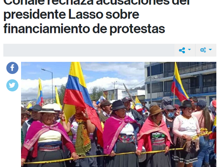 CONAIE RECHAZA ACUSACIONES DEL PRESIDENTE LASSO SOBRE FINANCIAMIENTO DE PROTESTAS