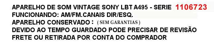 Miniatura: APARELHO DE SOM VINTAGE SONY LBT-A495