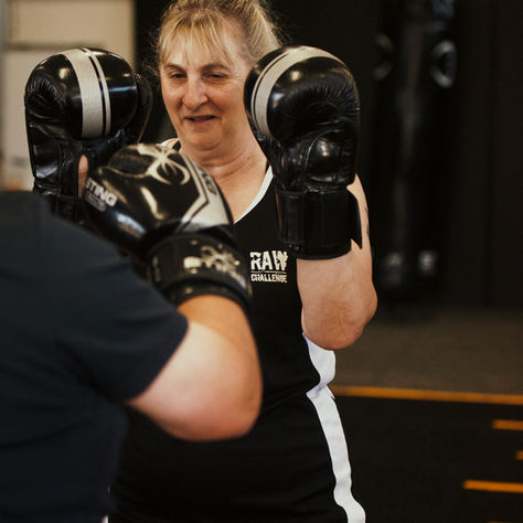 Two clients doing Boxing at MBS Fitness.