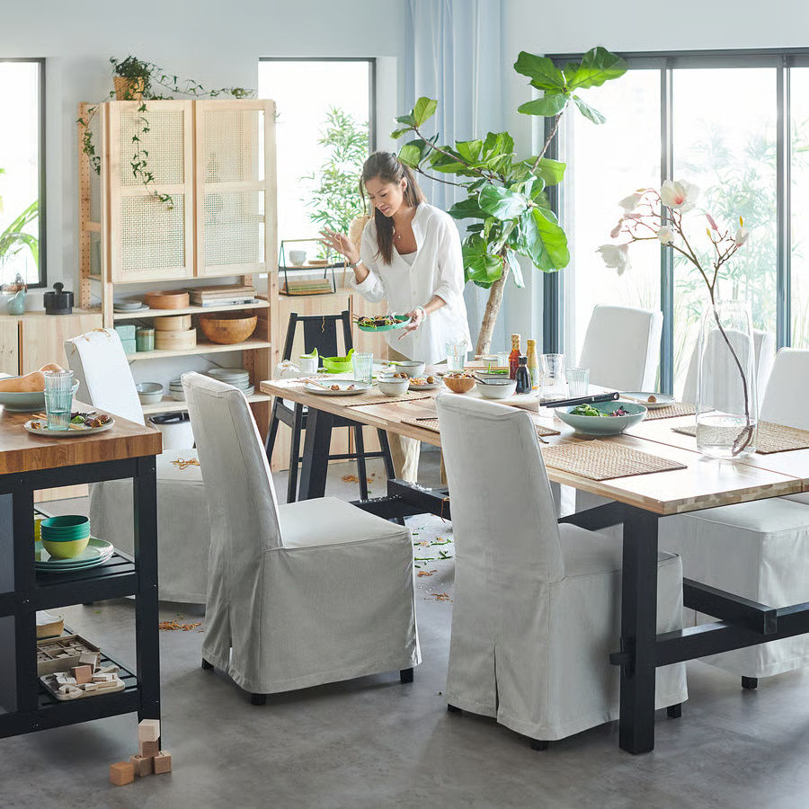 Thumbnail: Dining Table - Solid Acacia Wood, 92.5" L, Seats 6-8 People