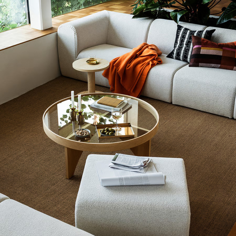 Thumbnail: Coffee Table - Oak Veneer, Tempered Glass Top, 38" Diameter