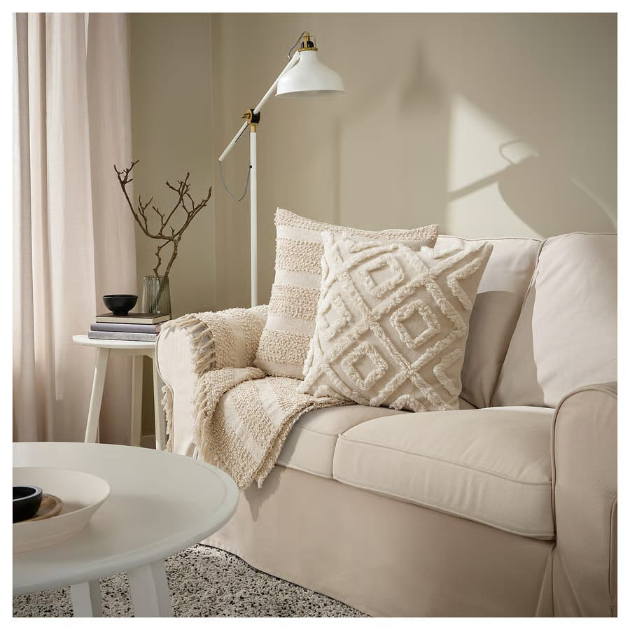 Cushion Cover - Geometric Pattern, Natural Cotton, 20x20 in, Washable
