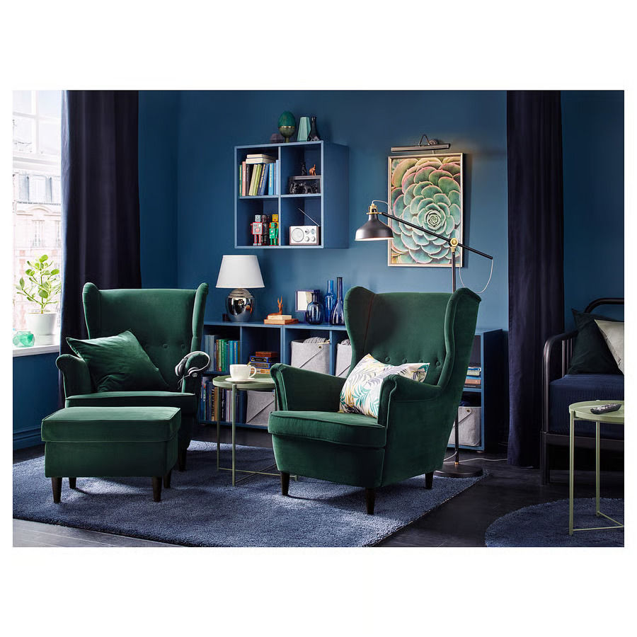 Thumbnail: Wing Chair, Djuparp Dark Green - High Back, Durable Velvet