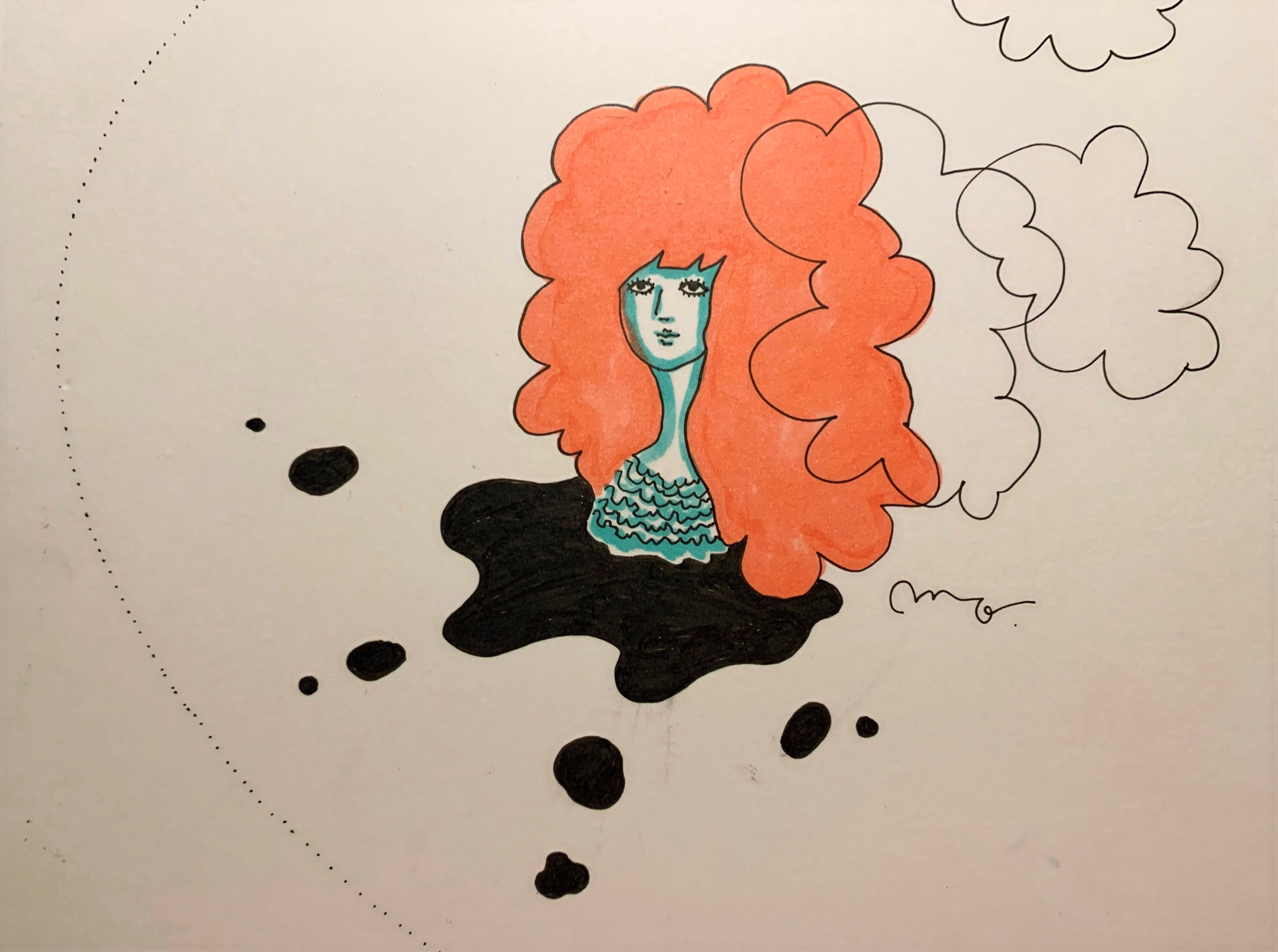 あかしももか　イラスト原画「思索と墨汁」