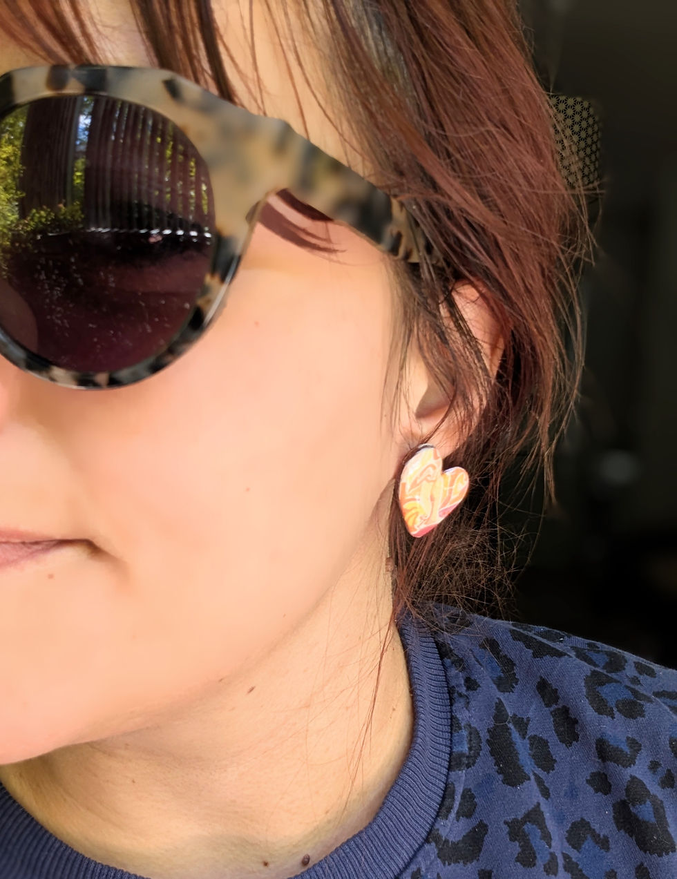 Miniature : Boucles d'oreilles coeurs d'aquarelle - by @Chymeratipic