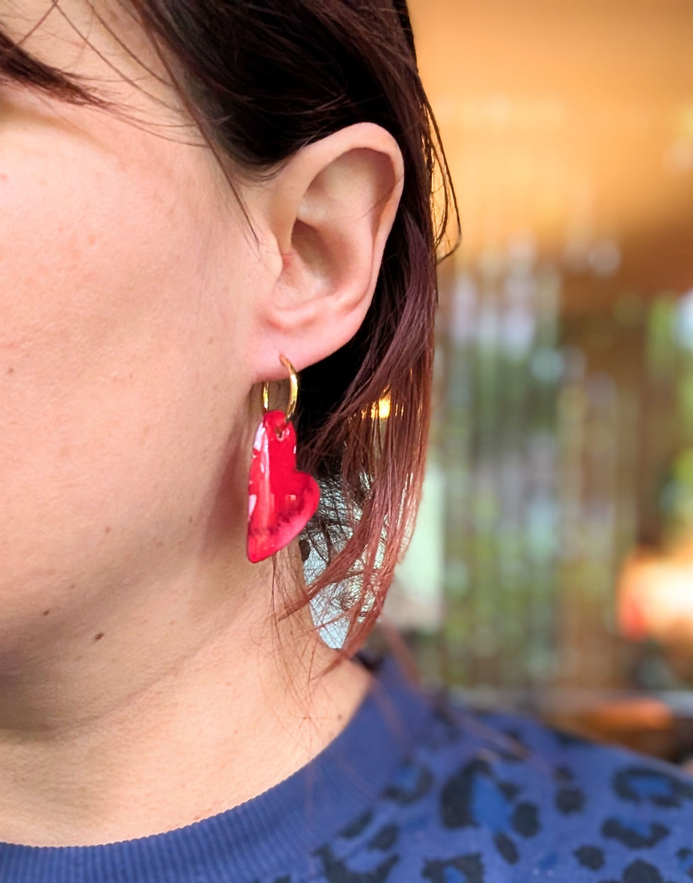 Miniature : Boucles d'oreilles Cœurs en aquarelle- coloris au choix