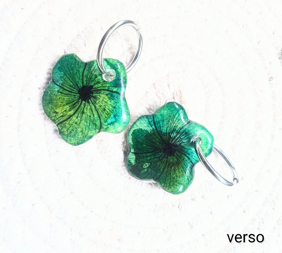 Miniature : Boucles d'oreilles fleurs d'hibiscus en aquarelle  -
