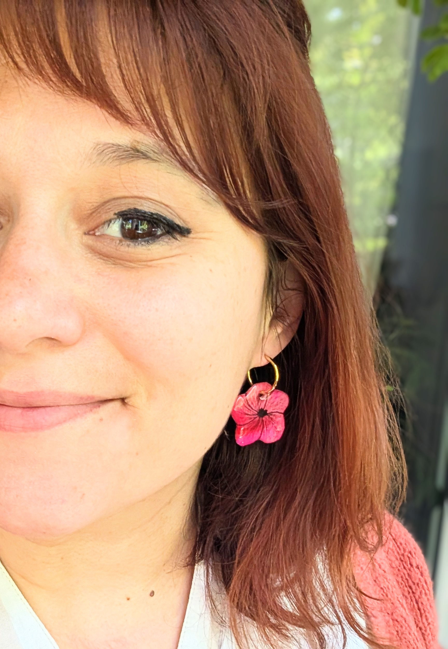 Boucles d'oreilles fleurs d'hibiscus en aquarelle -