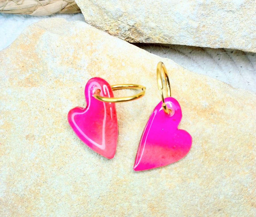 Miniature : Boucles d'oreilles Cœurs en aquarelle- coloris au choix