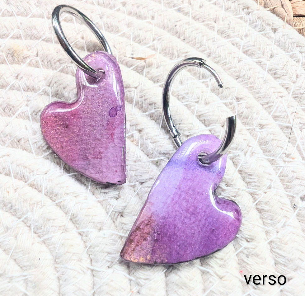Miniature : Boucles d'oreilles Cœurs en aquarelle- coloris au choix