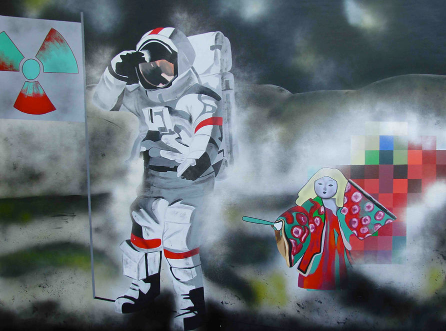 Planète Fukushima - Série Passé au futur - Femme Artiste peintre contemporaine Caroline David - Achat de tableau - achat de peinture - Art contemporain - comtemporary artist - emerging artist - contemporary woman artist - Artiste émergente - artiste contemporaine émergente