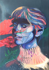 "Poppy" Acrylique et aérosol sur toile