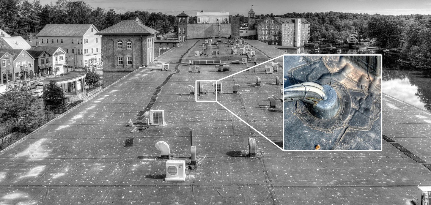 Aerial Drone High Zoom Roof Electrical System Inspection