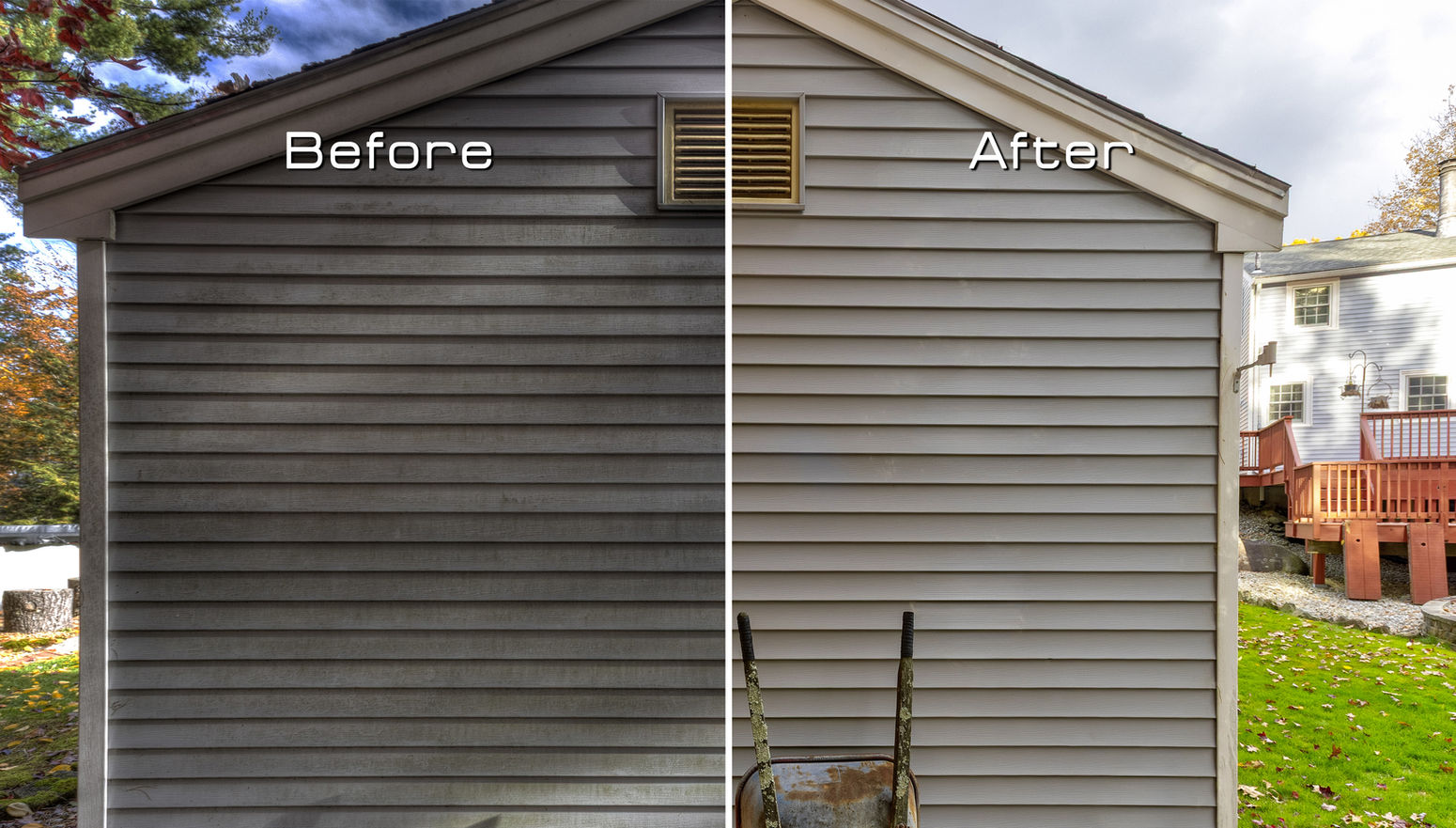 Before & After Professional Power Wash Shed Clean - Promotional Photography