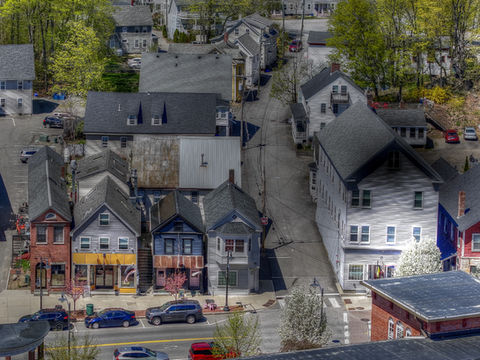 Aerial Drone Imagery of the old town of Newmarket NH 