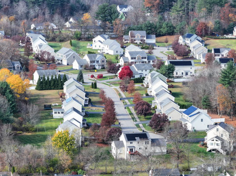 Home real estate property exterior aerial drone multiple listing service (MLS) photograph - Single Family Houses