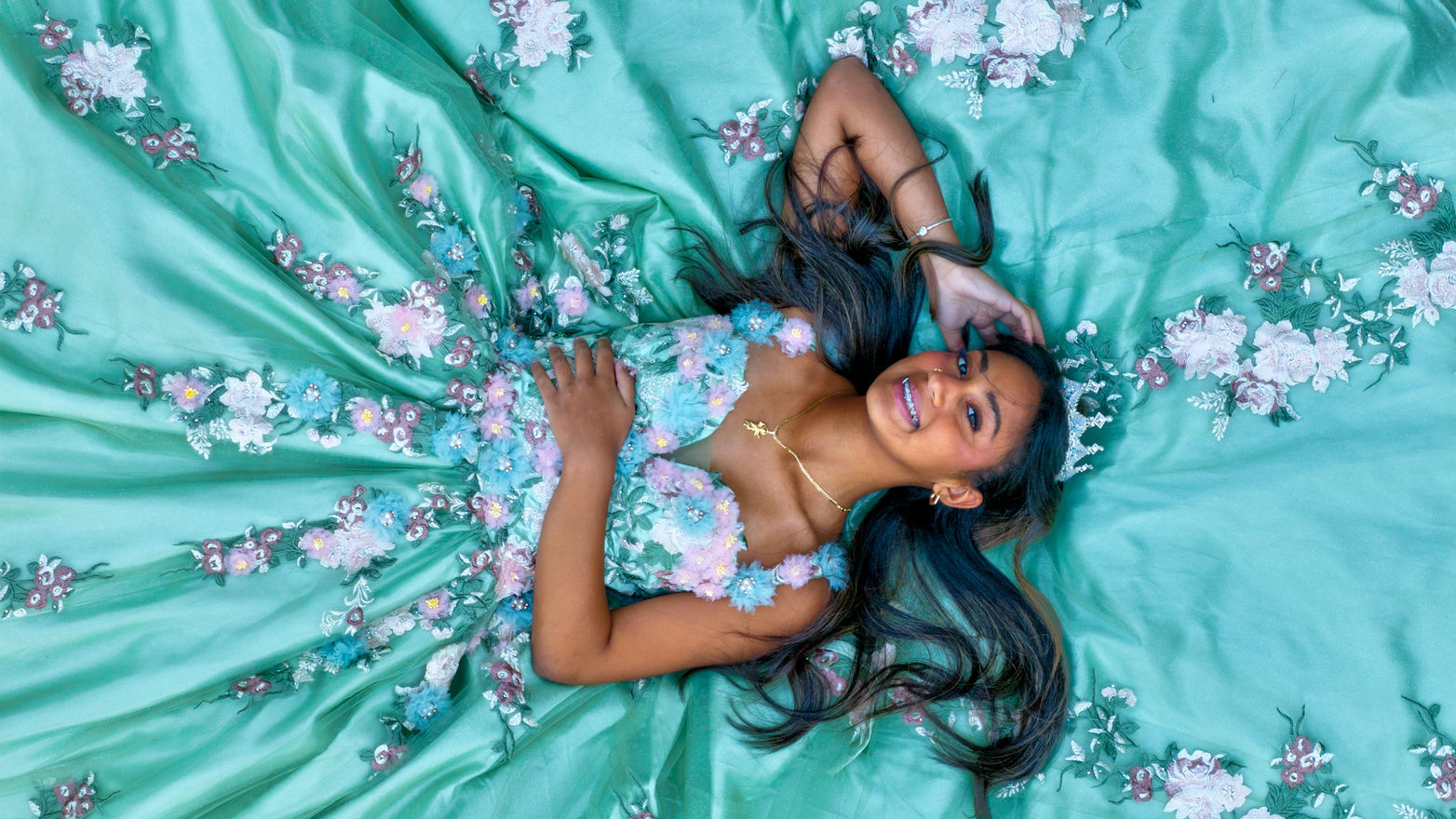 Aerial Drone HDR Imagery of Fashion Event Prom Dress from Above