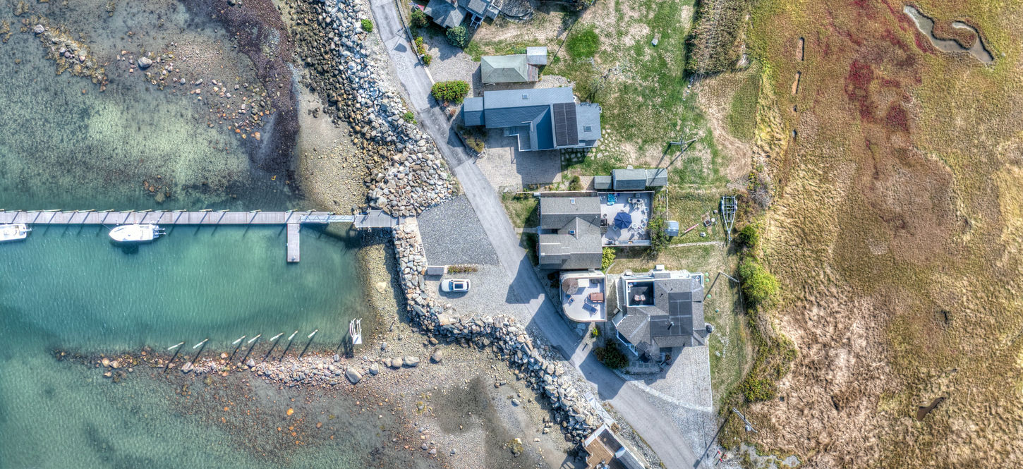 Aerial Drone HDR Imagery of Seashore Island Homes Breakwater New Hampshire