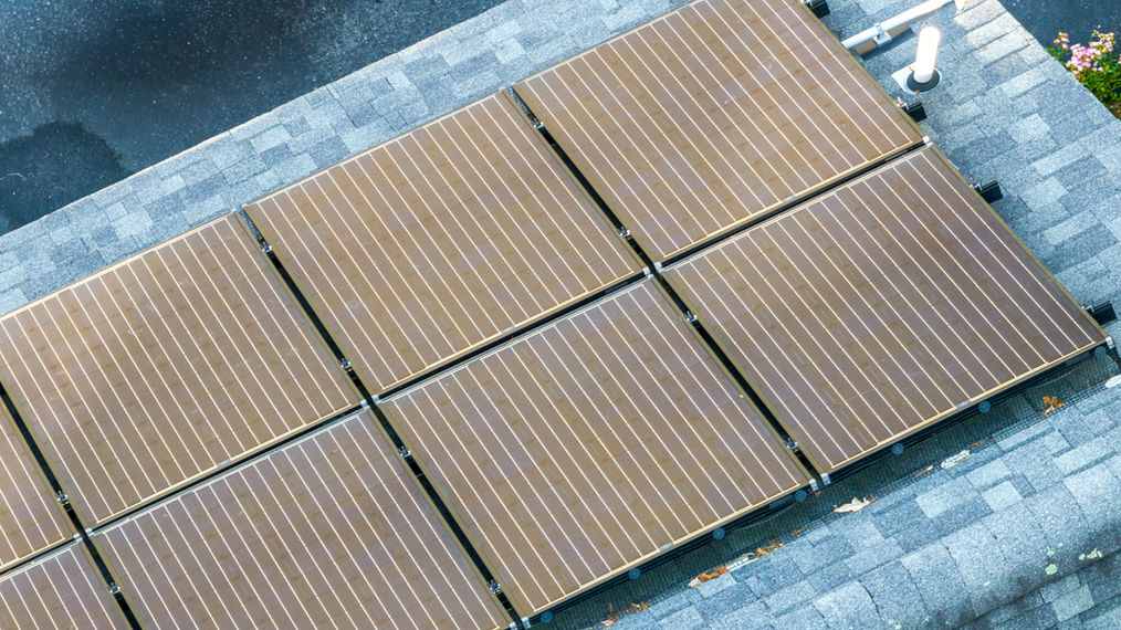 Aerial Drone Closeup Inspection Residential Photography Imagery of Roof Solar Panels