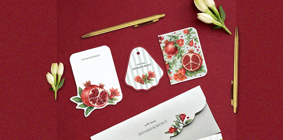 Order personalised stationery online with pomegranate designs