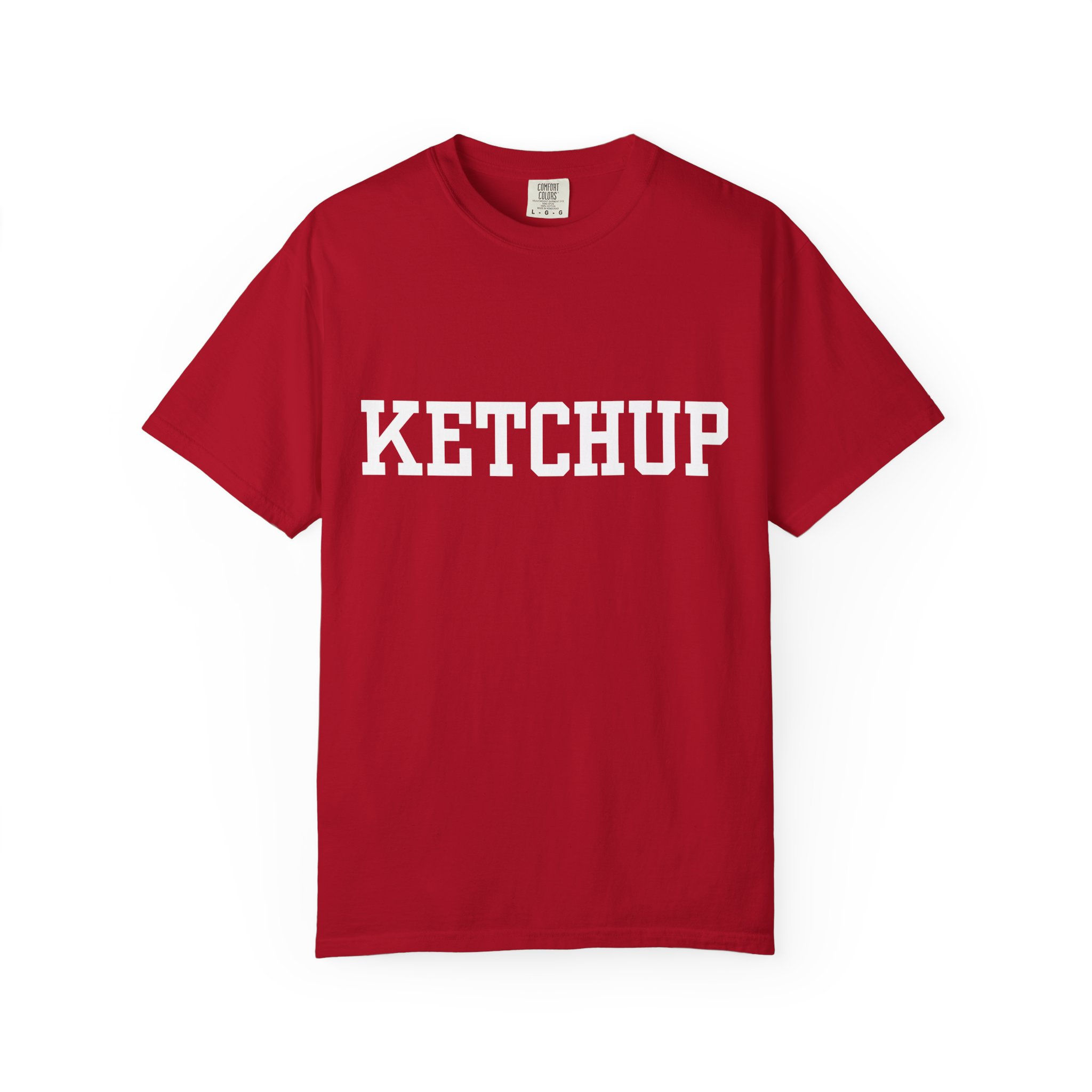 Ketchup Varsity Spell Out Unisex Short Sleeve Tee Shirt