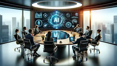 DALL·E 2024-02-12 15.23.46 - A modern boardroom scene featuring a diverse group of 6 execu