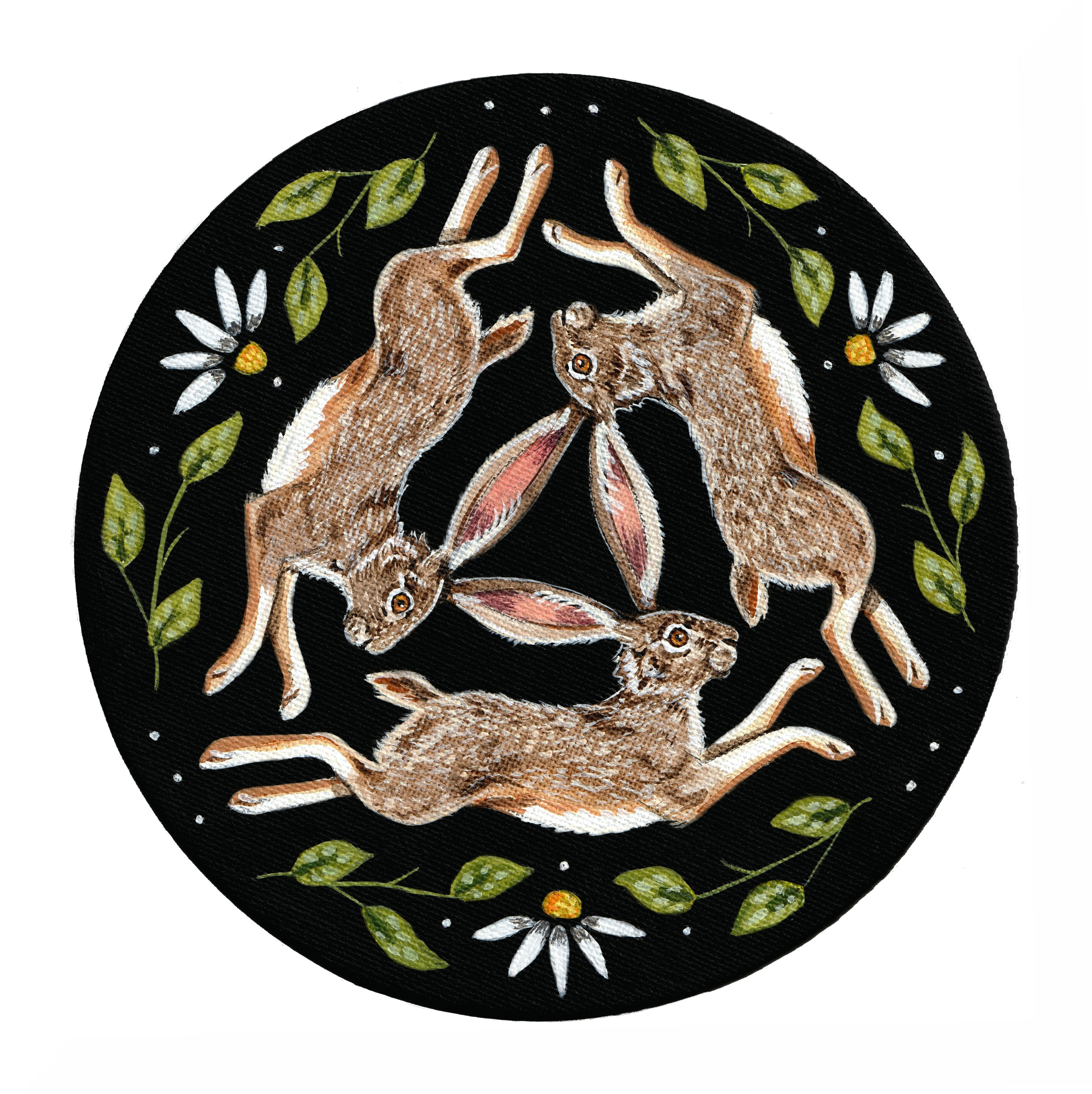 "Drei Hasen" Three Hares Original Painting