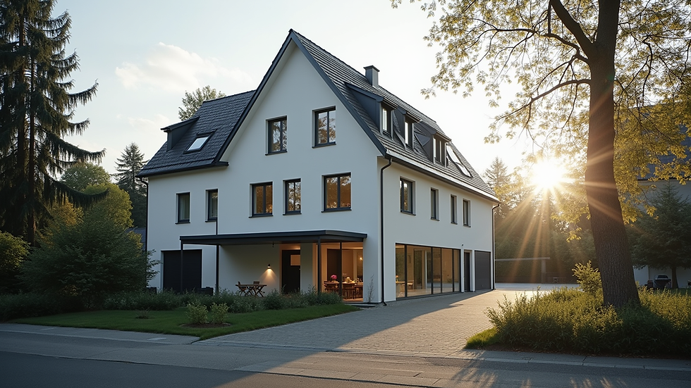 Eye-level view of a modern residential house in Bielefeld