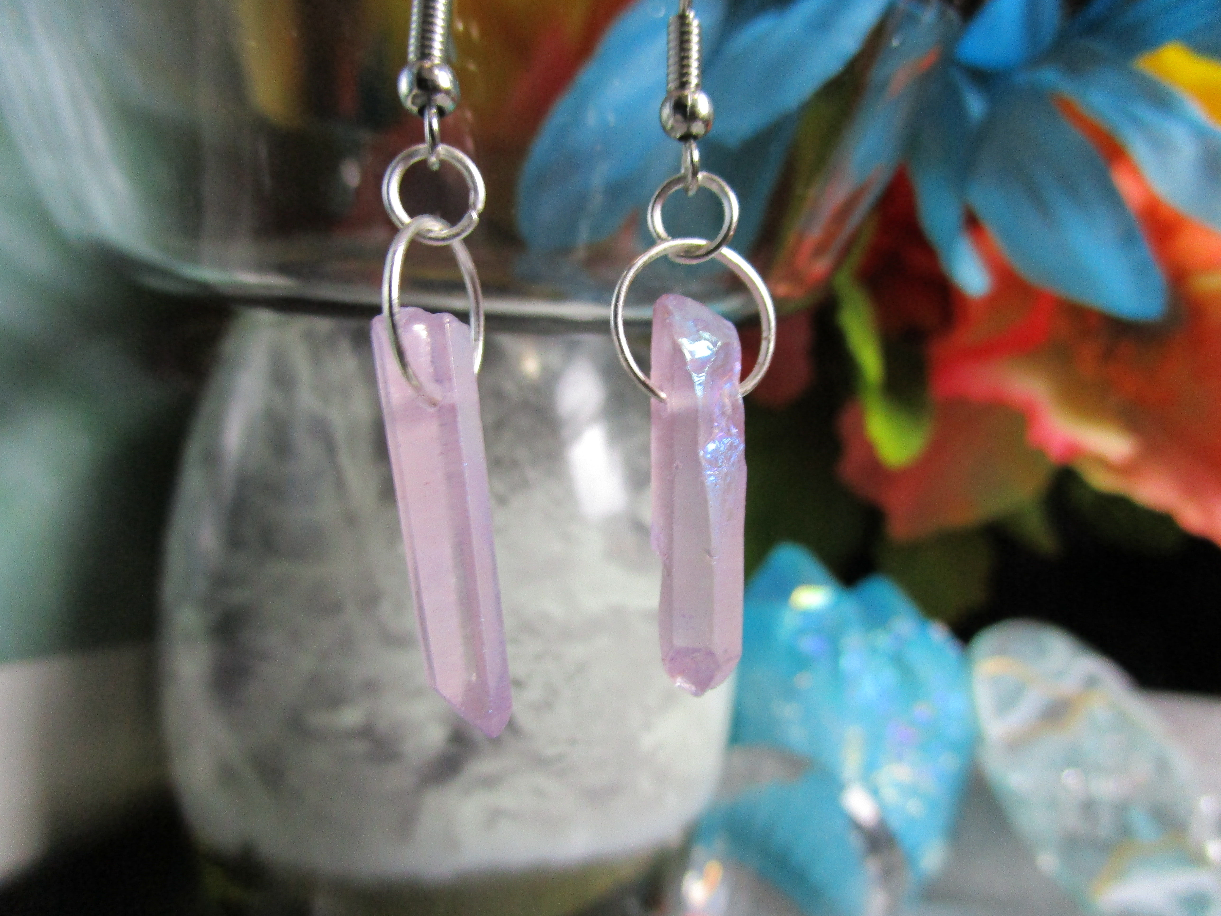 Lavender Aura Quartz Earrings