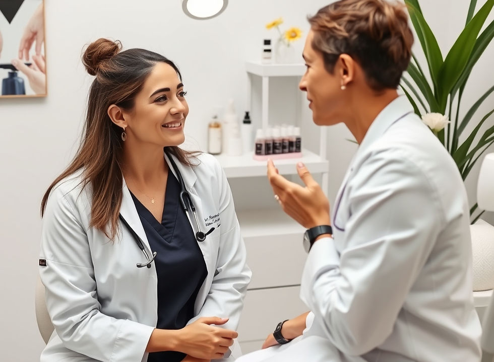 Woman talking with a dermatologist