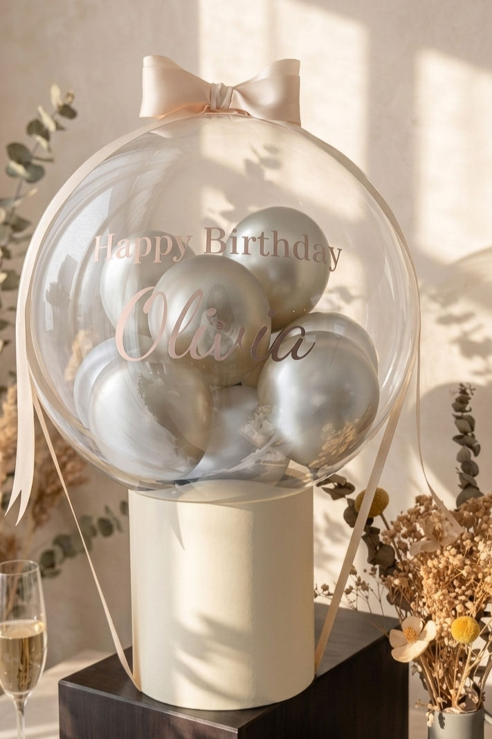 Luxury personalized premium balloon gift box with gold mini balloons inside - Sparkle The Moment