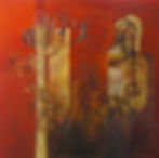 Woman with her cello_oil on canvas, 102 x 102cm