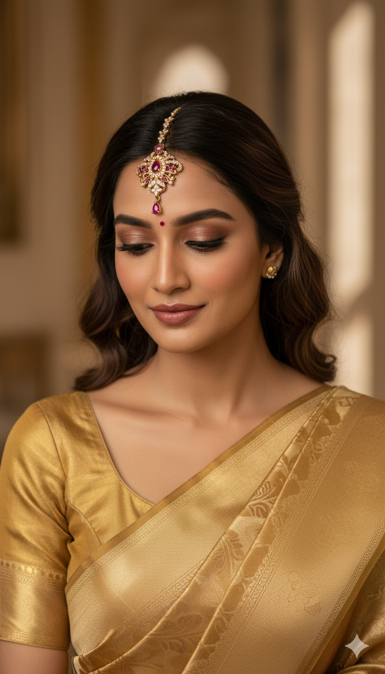 Gold Plated Maang Tikka with AD stones