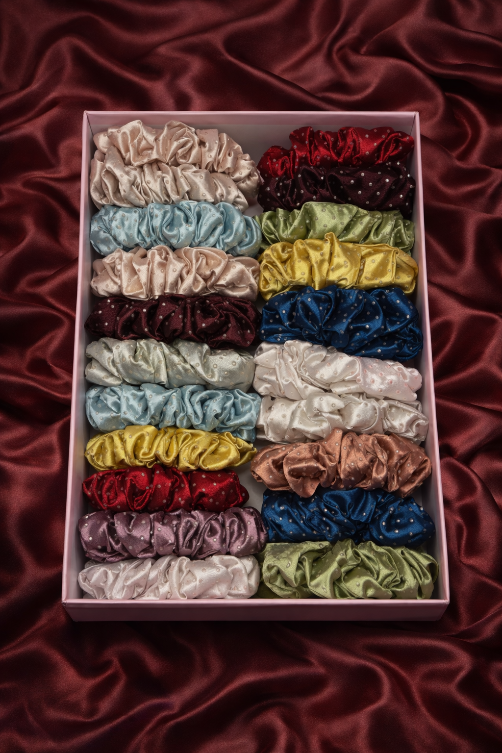 Sparkling Stone Studded Satin Scrunchies