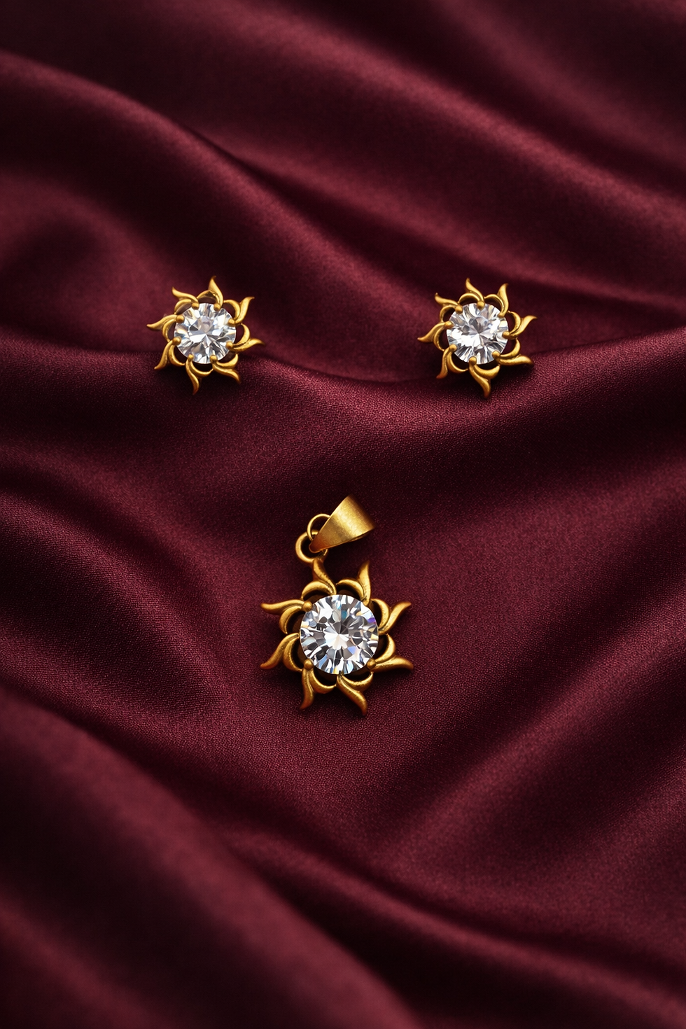 Pendant set with white stone