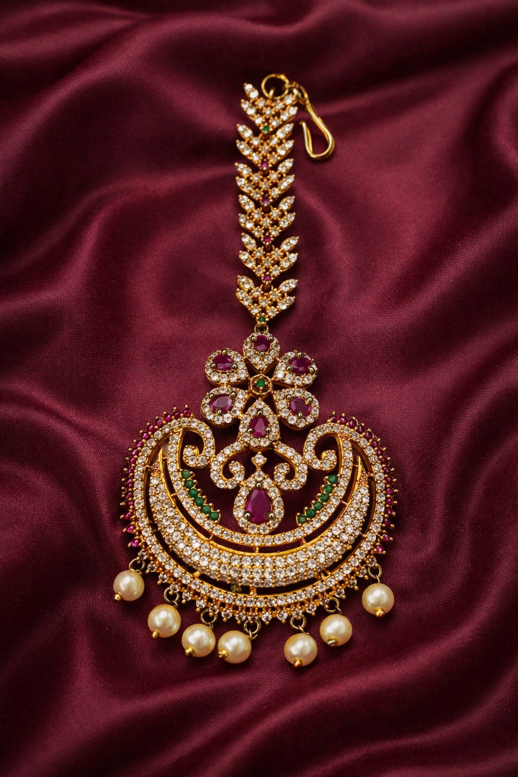 Gold Plated Maang Tikka with AD stones