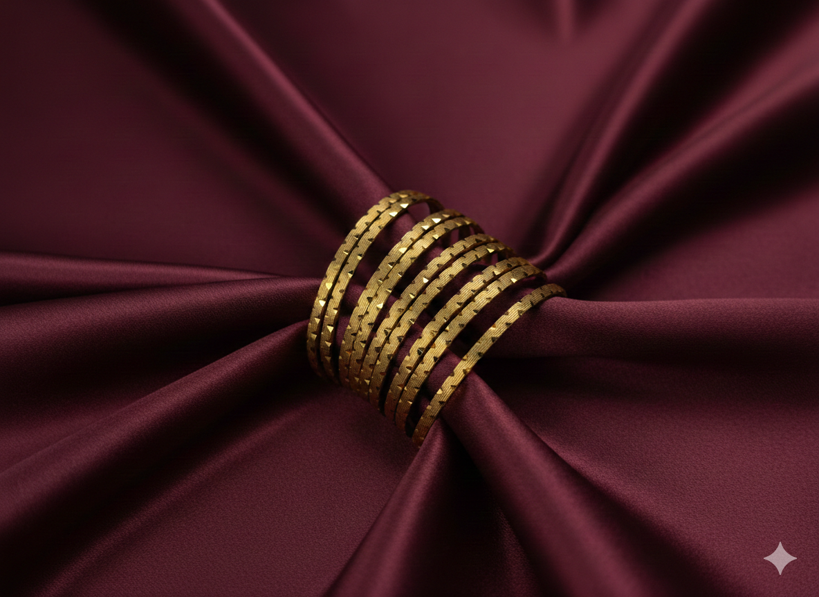 Geometric Pyramid Cut Gold Plated Bangles