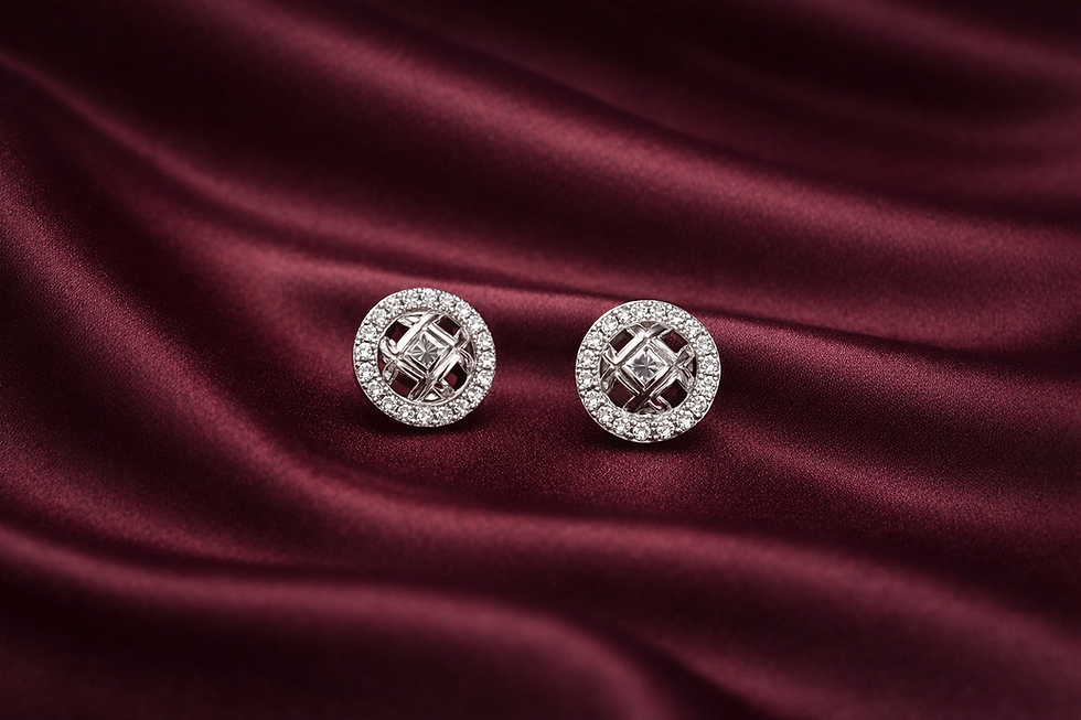Circular Filigree Halo Stud Earrings