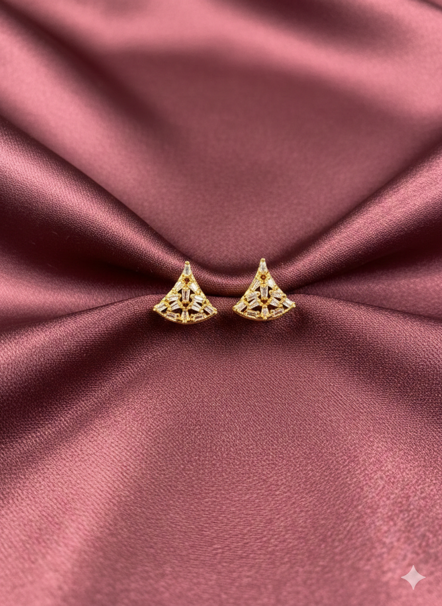 Fan Shaped Baguette Stone Stud